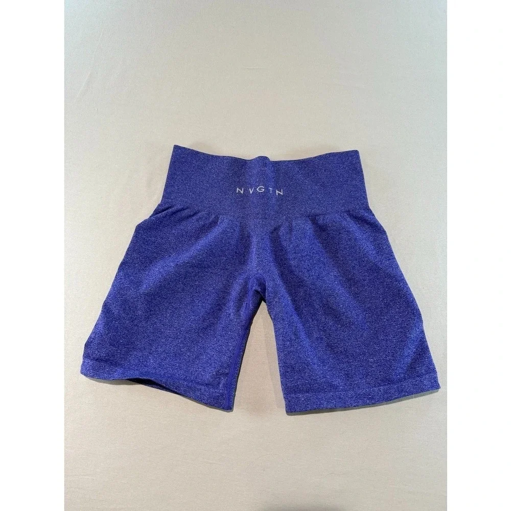 NVGTN‎ Seamless Biker Shorts Blue Womens Small High Waisted Gym